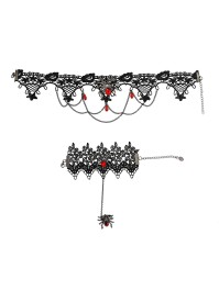 SET BLACK/RED CHOKER + RING 