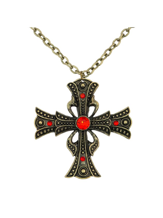 VAMPIRE CROSS NECKLACE PENDANT 7CM X 7CM / CHAIN 70CM