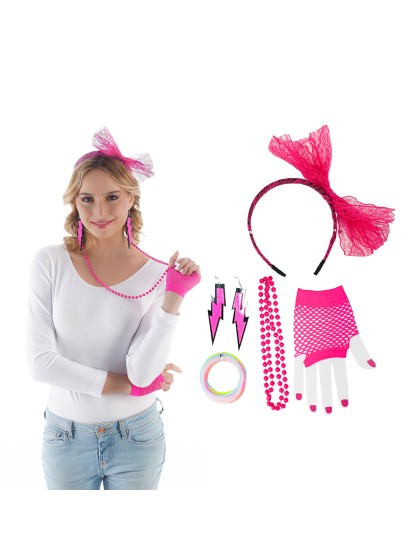 KIT 5 PIECES 80’S NEON PINK 