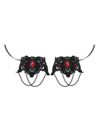 SET 2 MANSCHETTEN GOTHIQUES SCHWARZ PIERRE ROT 