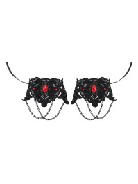 SET 2 MANSCHETTEN GOTHIQUES SCHWARZ PIERRE ROT 