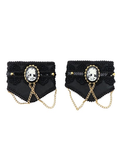 LOT 2 MANCHETTES GOTHIQUES NOIRES 