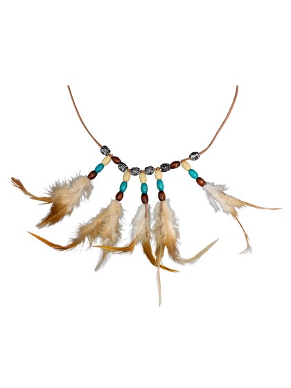 COLLIER PLUMES ET PERLES INDIEN 