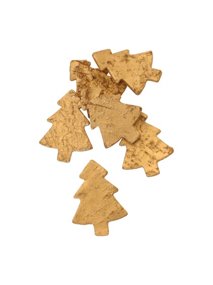 SACHET 24 SAPINS ECORCE BOIS OR 5.4CM X 5.4CM X 0.1CM