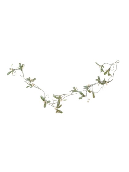WHITE MISTLETOE WITH FROSTED LEAVES GARLAND 110CM
