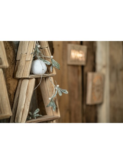 WHITE MISTLETOE WITH FROSTED LEAVES GARLAND 110CM