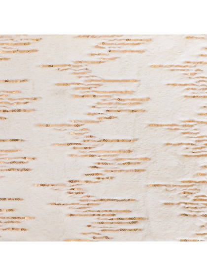 WHITE SOFT DREAM TABLE RUNNER WITH GOLD SEQUINS LINES 28CM X 3M