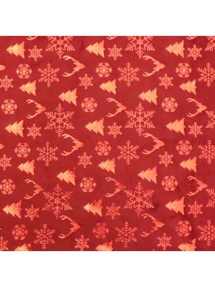 CHEMIN DE TABLE VELOURS XMAS ICONS ROUGE / ROUGE METAL 28CM X 3M