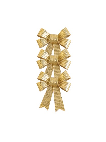 SET 3 SHINY GOLD BOWS 10CM X 12.7CM