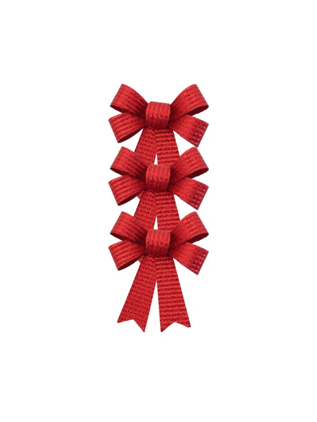 SET 3 SHINY RED BOWS 10CM X 12.7CM