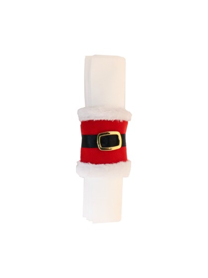 4 RONDS DE SERVIETTES PÈRE NOEL AVEC CEINTURE 7CM X 19CM