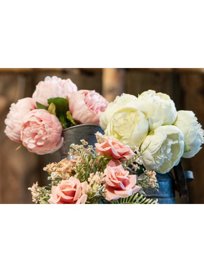 BUNCH OF 6 WHITE PEONY 27.5CM