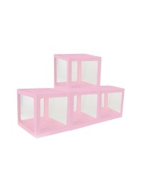 4 KARTONWÜRFEL MIT FILM KUNSTSTOFF STARR ROSA 30CM X 30CM X 30CM