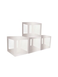 4 KARTONWÜRFEL MIT FILM KUNSTSTOFF STARR SILBER 30CM X 30CM X 30CM