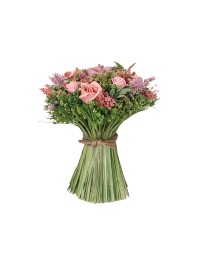 BLUMENSTRAUSS RUSTIKAL ROSA MIT LAUB DIA 16CM X 20CM