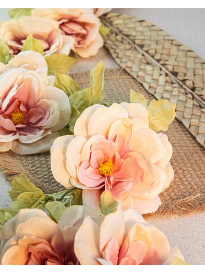 GUIRLANDE ROSES IVOIRE VIEUX ROSE 220CM