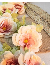 GUIRLANDE ROSES IVOIRE VIEUX ROSE 220CM