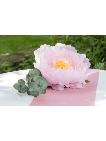 CHEMIN DE TABLE COTON GAUFRE ROSE POUDRE 26CM X 3M