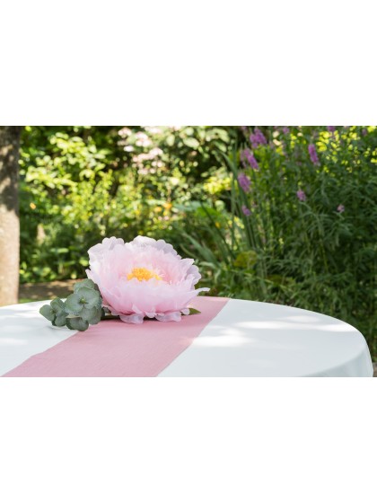 CHEMIN DE TABLE COTON GAUFRE ROSE POUDRE 26CM X 3M
