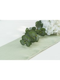 TABLE RUNNER COTTON EMBOSSED SAGE GREEN 26CM X 3M