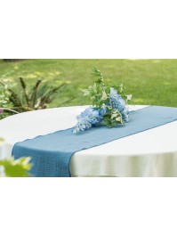 TABLE RUNNER COTTON EMBOSSED STEEL BLUE 26CM X 3M