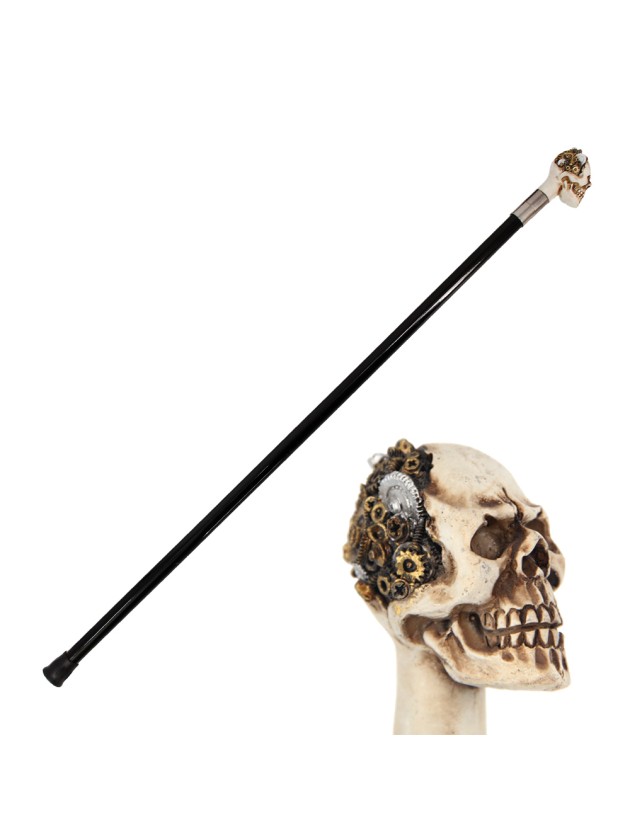 CANNE METAL TETE DE MORT STEAMPUNK 93CM
