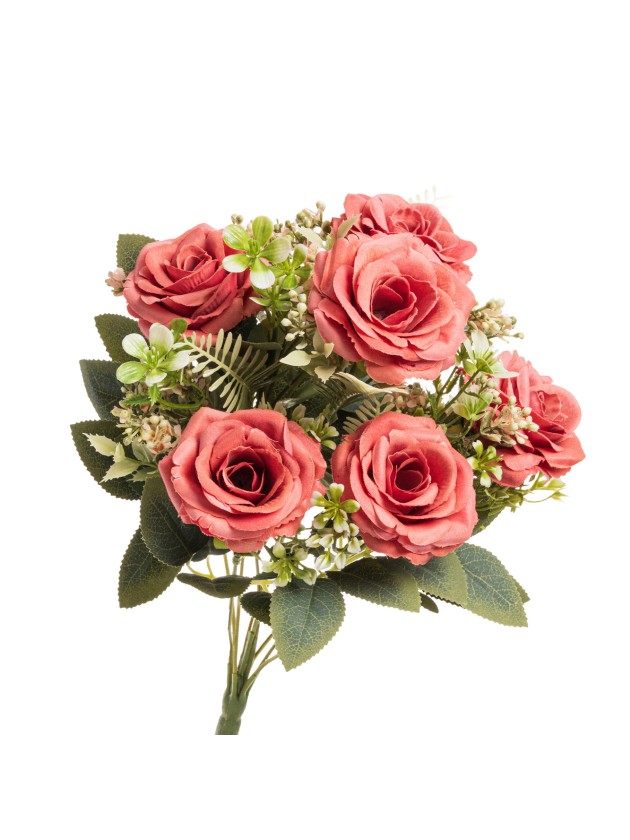 BLUMENSTRAUSS 6 ROSA ROSA MIT LAUB 42.5CM