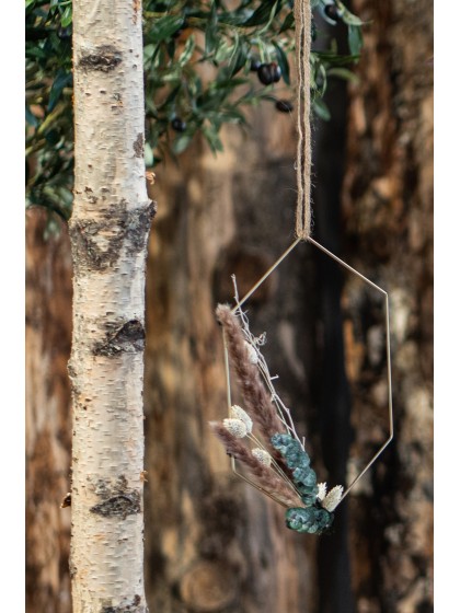 GOLD METAL HEXAGONAL HANGING DECO 30CM X 30CM X 0.3CM