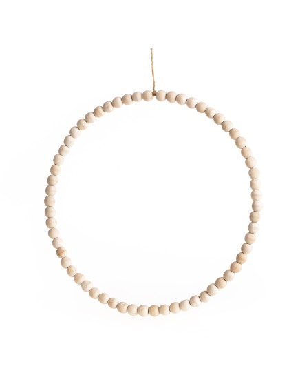 ANNEAU PERLES BOIS A SUSPENDRE DIA 35.5CM X 1.4CM