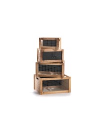 SET 4 CAGETTES BOIS ARDOISE GRILLE 40X30X20CM/35X25X18CM/30X 20X16CM/25X15X14CM