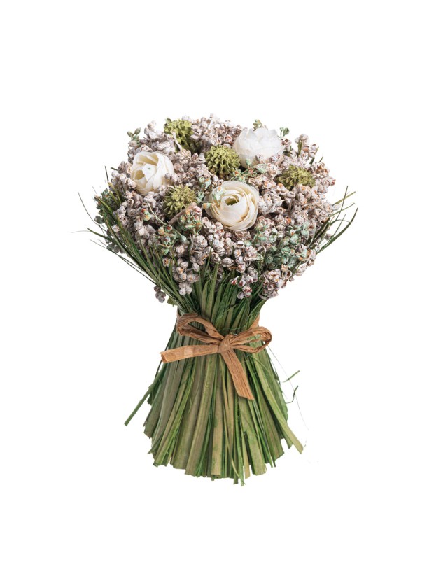 BOUQUET ROSES CREME/MENTHE DIA 9.5CM X 15CM