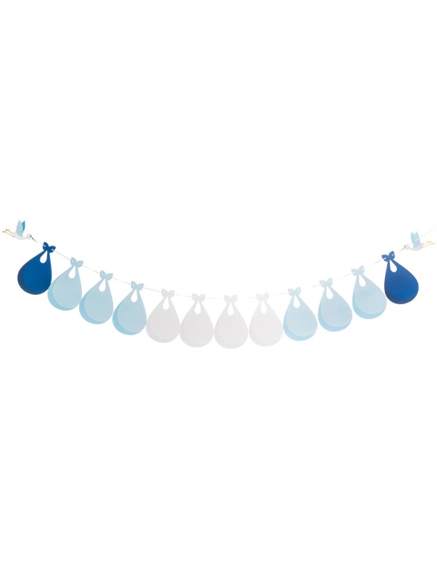 GUIRLANDE BABY SHOWER PERSONNALISABLE BLEU/BLANC 240CM X 22CM