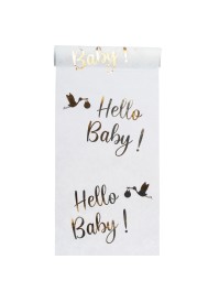 CHEMIN DE TABLE ELEGANCE HELLO BABY OR METAL 28CM X 5M