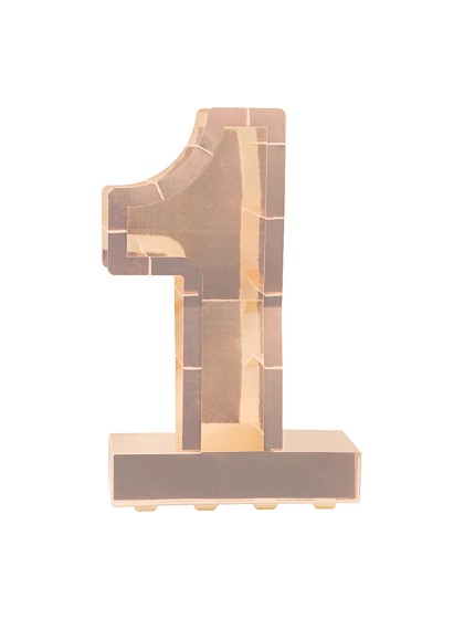 STRUCTURE BALLON CHIFFRE 1 OR ROSE 26.5CM X 14CM X 63.5CM