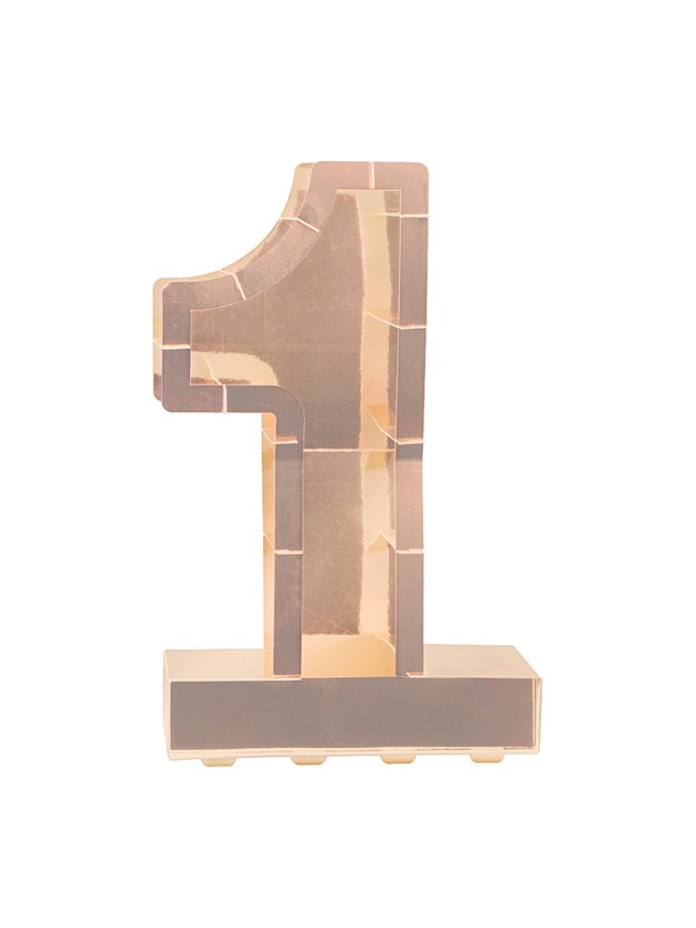 BALLOON FRAME NUMBER 1 PINK GOLD 26.5CM X 14CM X 63.5CM
