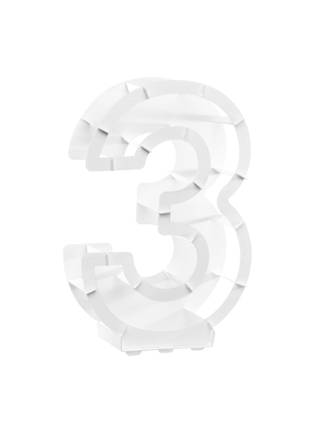 STRUCTURE BALLON CHIFFRE 3 BLANC 41.5CM X 14CM X 63.5CM
