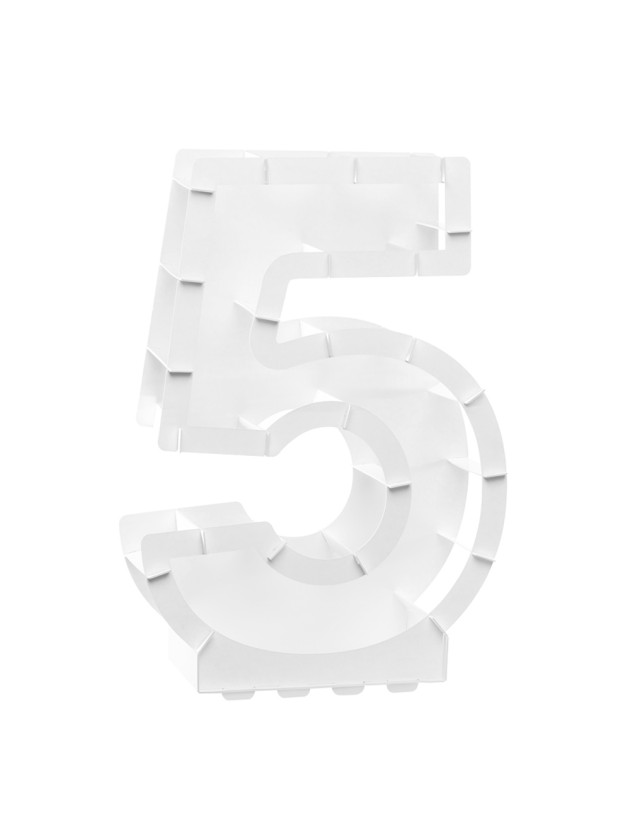 BALLOON FRAME NUMBER 5 WHITE 40CM X 14CM X 63.5CM