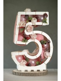 STRUCTURE BALLON CHIFFRE 5 BLANC 40CM X 14CM X 63.5CM