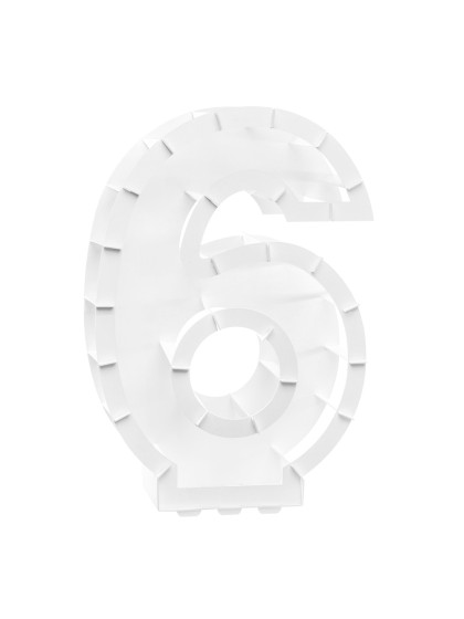 STRUCTURE BALLON CHIFFRE 6 BLANC 40CM X 14CM X 63.5CM
