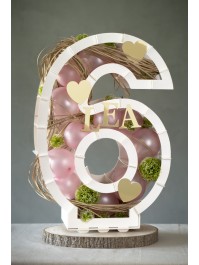 STRUCTURE BALLON CHIFFRE 6 BLANC 40CM X 14CM X 63.5CM