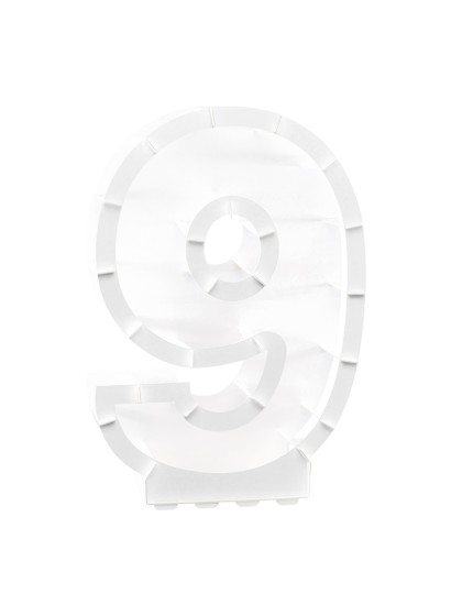 STRUKTUR BALLON ZAHLE 9 WEISS 41.5CM X 14CM X 63.5CM