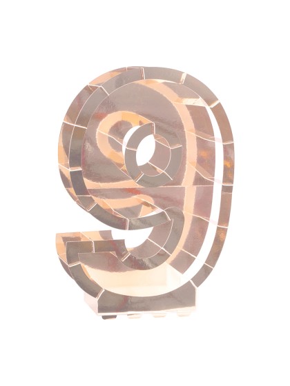 STRUCTURE BALLON CHIFFRE 9 OR ROSE 41.5CM X 14CM X 63.5CM