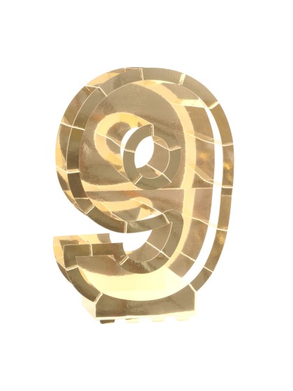 STRUCTURE BALLON CHIFFRE 9 OR 41.5CM X 14CM X 63.5CM