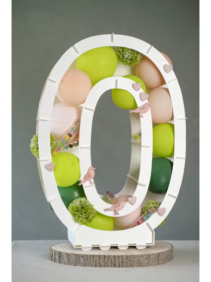 STRUCTURE BALLON CHIFFRE 0 BLANC 43.5CM X 14CM X 63.5CM