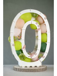 STRUCTURE BALLON CHIFFRE 0 BLANC 43.5CM X 14CM X 63.5CM