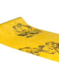 FLOWERS PRINTED MUSTARD TABLE RUNNER 28CM X 3M