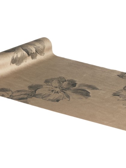 FLOWERS PRINTED MOKA TABLE RUNNER 28CM X 3M