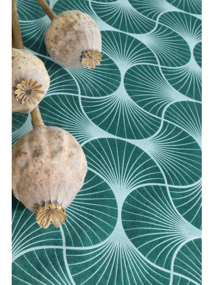 GINGKO PRINTED GREEN TABLE RUNNER 28CM X 3M