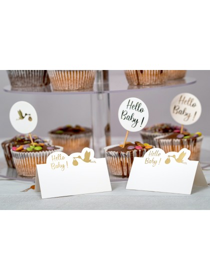 SET 6 MARQUE-PLACES HELLO BABY 8CM X 5.5CM