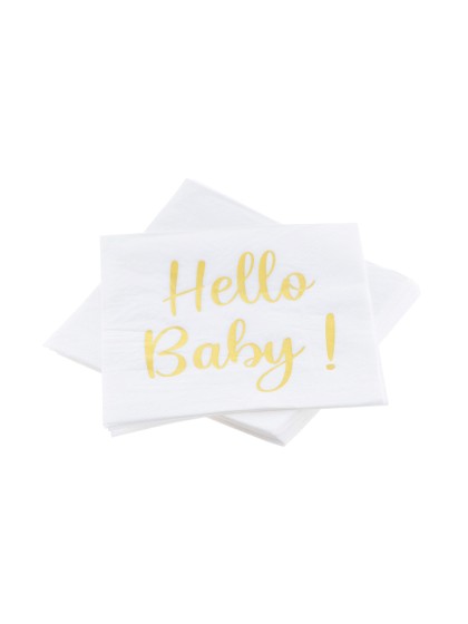 BAG OF 20 NAPKINS HELLO BABY 3 PLYS 33CM X 33CM